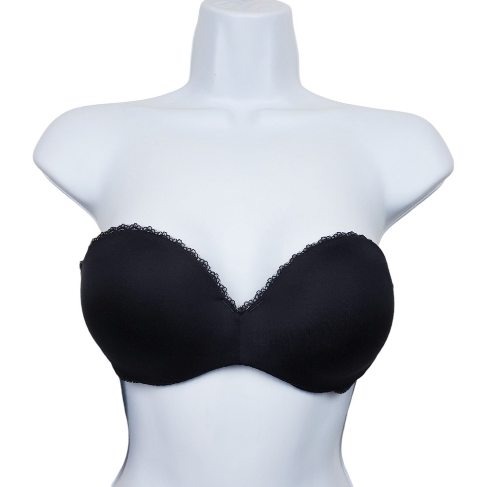 Vanity Fair Womens Strapless Black Convertible Push Up Bra Size 34B NWT